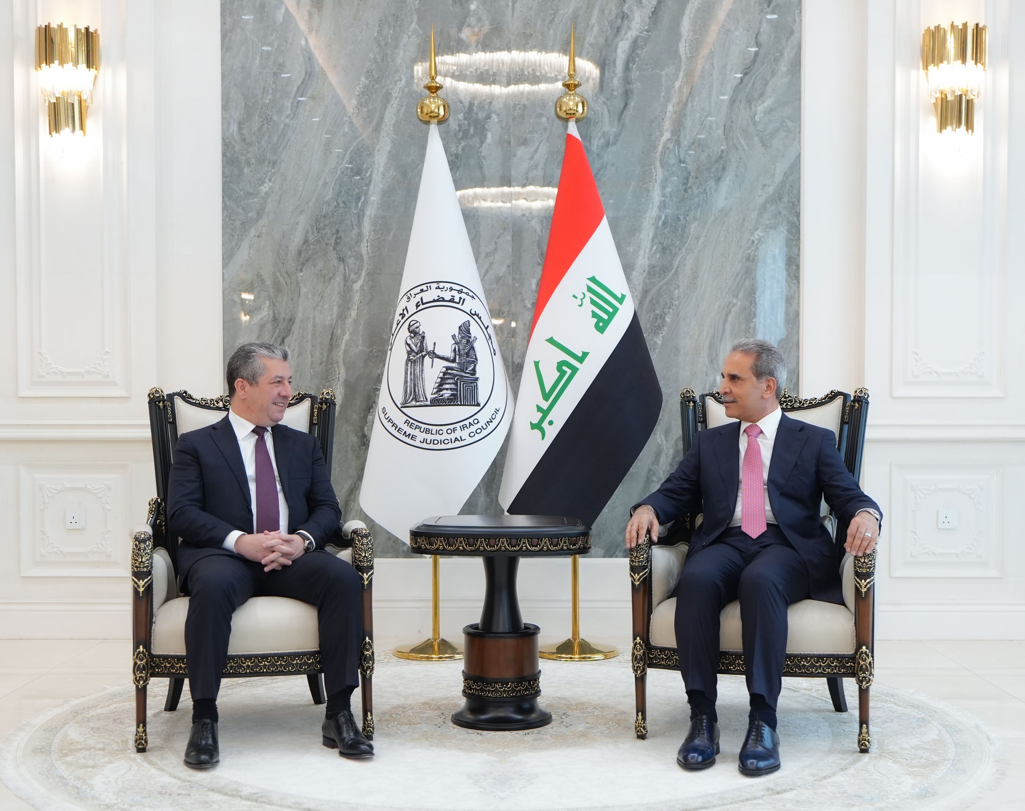 رئيس مجلس القضاء الأعلى يستقبل رئيس حكومة إقليم كودستان 